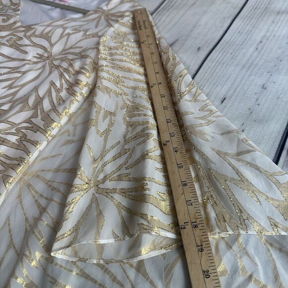 Lilly Pulitzer 4 Gold Ivory Silk Caftan Dress Palm Burst Bridal Resort Cocktail - Picture 9 of 14